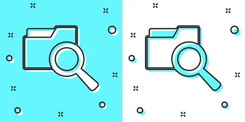 Black line Search concept with folder icon isolated on green and white backgr イラスト素材