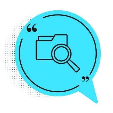 Black line Search concept with folder icon isolated on white background Illustrazione stock