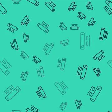 Black line Search engine icon isolated seamless pattern on green background Illustrazione stock
