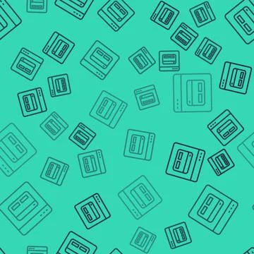 Black line Search engine icon isolated seamless pattern on green background 스톡 일러스트