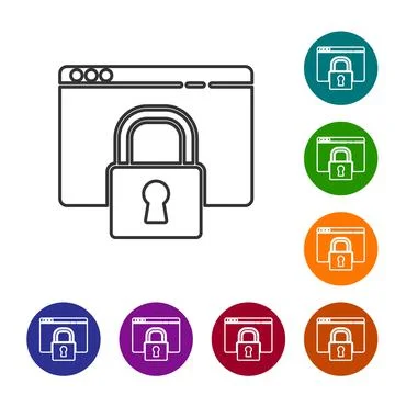 Black line Secure your site with HTTPS, SSL icon isolated on white background Illustration