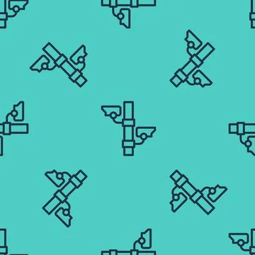 Black line Security camera icon isolated seamless pattern on green background 스톡 일러스트