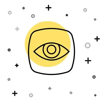 Black line Security camera icon isolated on white background. Random dynamic  Illustrazione stock