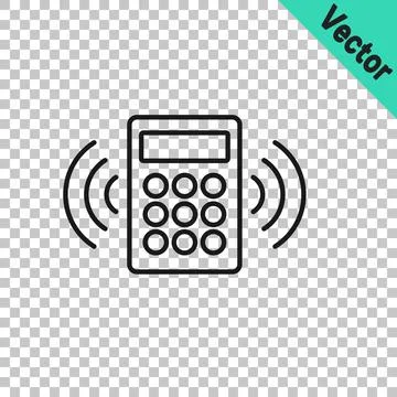 Black line Security system control panel with display icon isolated on Stock Illustration