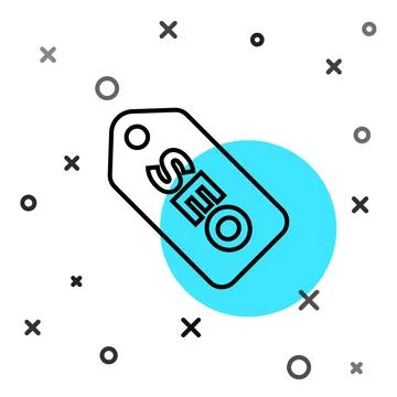 Black line SEO optimization icon isolated on white background. Random dynamic 스톡 일러스트