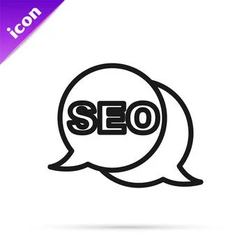 Black line SEO optimization icon isolated on white background. Vector Stock Illustration