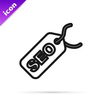 Black line SEO optimization icon isolated on white background. Vector Stock Illustration
