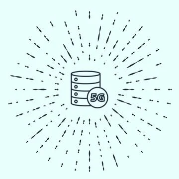 Black line Server 5G new wireless internet wifi connection icon isolated on grey イラスト素材
