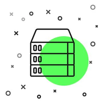 Black line Server, Data, Web Hosting icon isolated on white background. Vector Illustrazione stock