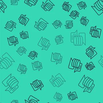 Black line Server, Data, Web Hosting icon isolated seamless pattern on green Illustrazione stock