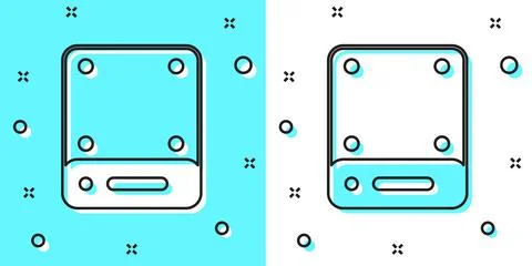 Black line Server, Data, Web Hosting icon isolated on green and white backgro Illustrazione stock