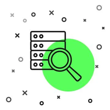 Black line Server, Data, Web Hosting icon isolated on white background.  Vect Illustrazione stock