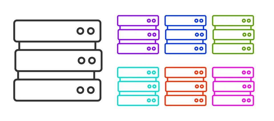 Black line Server, Data, Web Hosting icon isolated on white background. Set i Stock Illustration