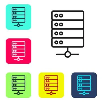 Black line Server, Data, Web Hosting icon isolated on white background. Set Illustrazione stock