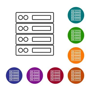Black line Server, Data, Web Hosting icon isolated on white background. Set 스톡 일러스트