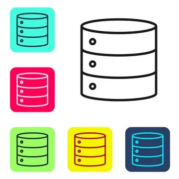 Black line Server, Data, Web Hosting icon isolated on white background. Set Stock Illustration