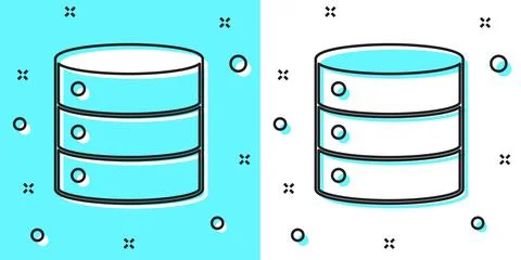 Black line Server, Data, Web Hosting icon isolated on green and white background Stock Illustration