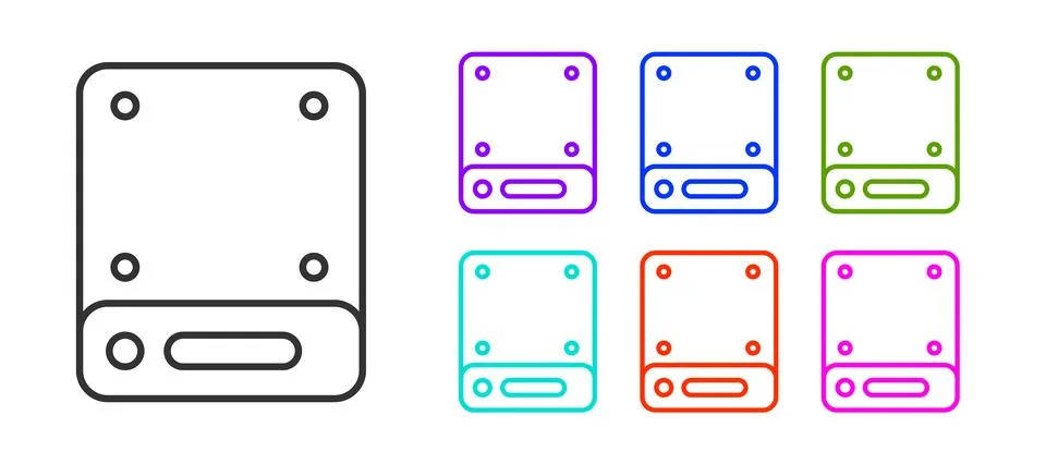 Black line Server, Data, Web Hosting icon isolated on white background. Set Illustrazione stock