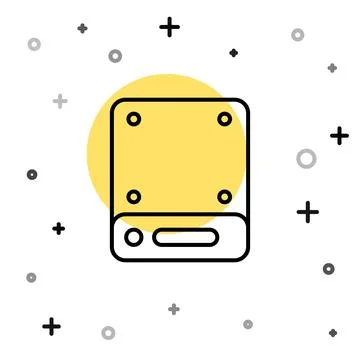 Black line Server, Data, Web Hosting icon isolated on white background. Ran.. Stock Illustration