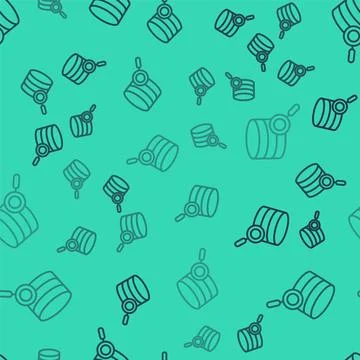 Black line Server, Data, Web Hosting icon isolated seamless pattern on gree.. Illustrazione stock