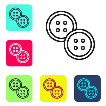 Black line Sewing button for clothes icon isolated on white background. Clothing Illustrazione stock