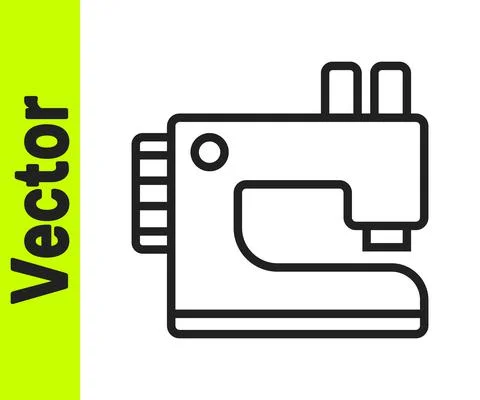 Black line Sewing machine icon isolated on white background. Vector Illustrazione stock