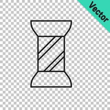 Black line Sewing thread on spool icon isolated on transparent background. Yarn Stock Illustration