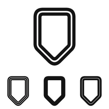 Black line shield logo design set Stock Illustration