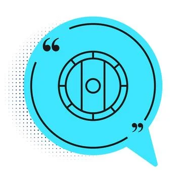 Black line Shield viking icon isolated on white background. Round wooden sh.. Stock Illustration