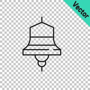 Black line Ship bell icon isolated on transparent background. Vector Stock Illustration