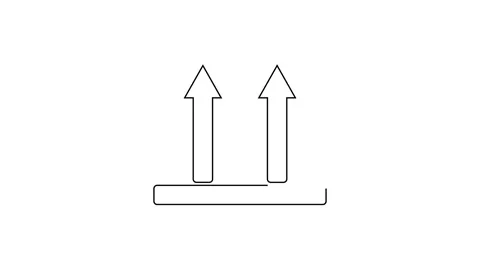 Black line This side up icon isolated on white background. Two arrows indicating Stock Footage 160226443