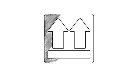 Black line This side up icon isolated on white background. Two arrows indicating Stock Footage 201418710