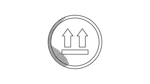 Black line This side up icon isolated on white background. Two arrows indicating Stock Footage 201461017