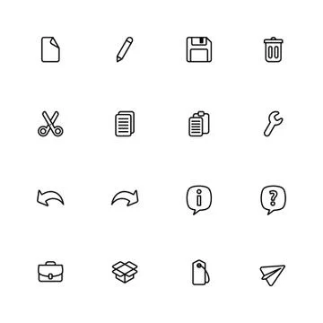 Black line simple web icon set Stock Illustration