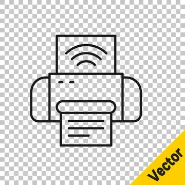 Black line Smart printer system icon isolated on transparent background Stock Illustration