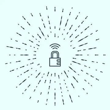 Black line Smart safe combination lock icon isolated on grey background Stock Illustration