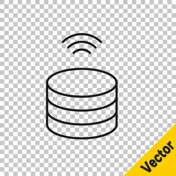 Black line Smart Server, Data, Web Hosting icon isolated on transparent Illustrazione stock