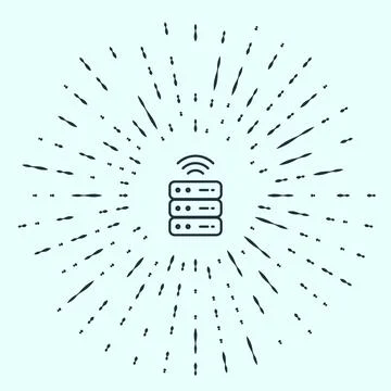 Black line Smart Server, Data, Web Hosting icon isolated on grey background.. Stock Illustration