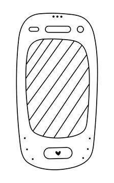 Black line smartphone doodle Stock Illustration