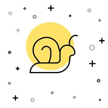 Black line Snail icon isolated on white background. Random dynamic shapes. .. Stock Illustration
