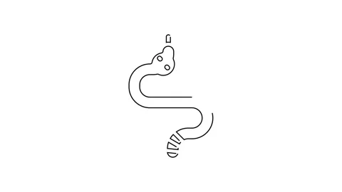 Black line Snake icon isolated on white background. 4K Video motion graphic Stock Footage 139382280