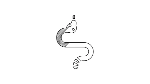Black line Snake icon isolated on white background. 4K Video motion graphic Stock Footage 201462654