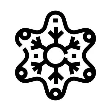 Black line snowflake icon symbol on white background Stock Illustration