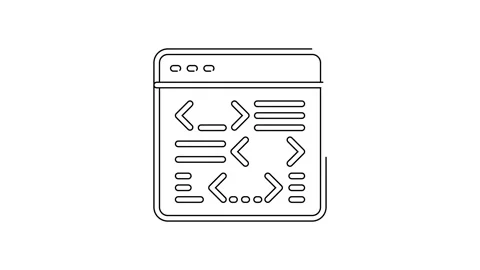 Black line Software, web developer programming code icon isolated on white Stock Footage 155482265