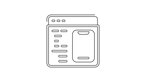 Black line Software, web developer programming code icon isolated on white Stock Footage 160293950