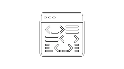 Black line Software, web developer programming code icon isolated on white Stock Footage 160293979