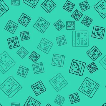 Black line Software, web developer programming code icon isolated seamless Illustrazione stock