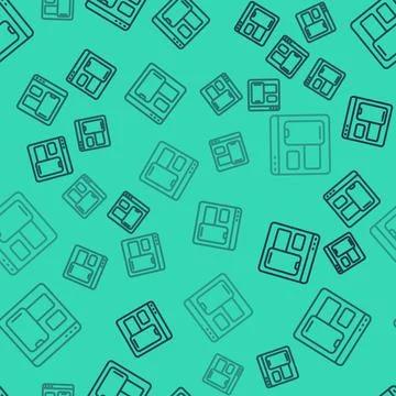 Black line Software, web developer programming code icon isolated seamless Stock Illustration