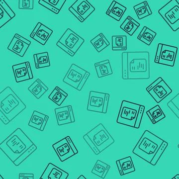 Black line Software, web developer programming code icon isolated seamless Illustrazione stock