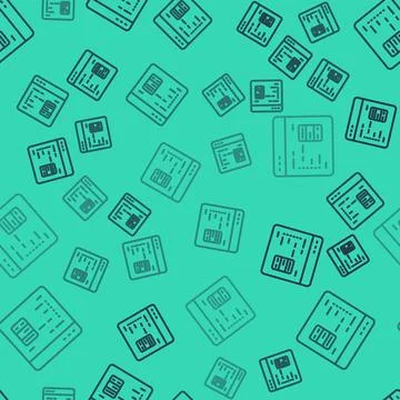 Black line Software, web developer programming code icon isolated seamless .. Stock Illustration